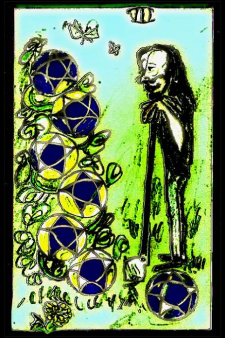 7 of Pentacles, Veryshopped; colored pencils,phoshop; 2005-09